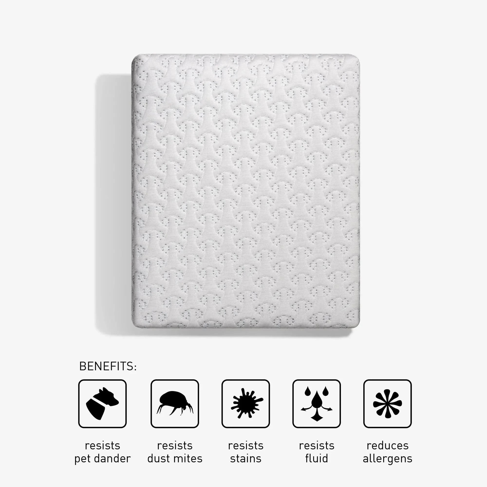 White Bedgear Ver-Tex™ mattress protector with textured, cooling fabric and Powerband® for secure fit.