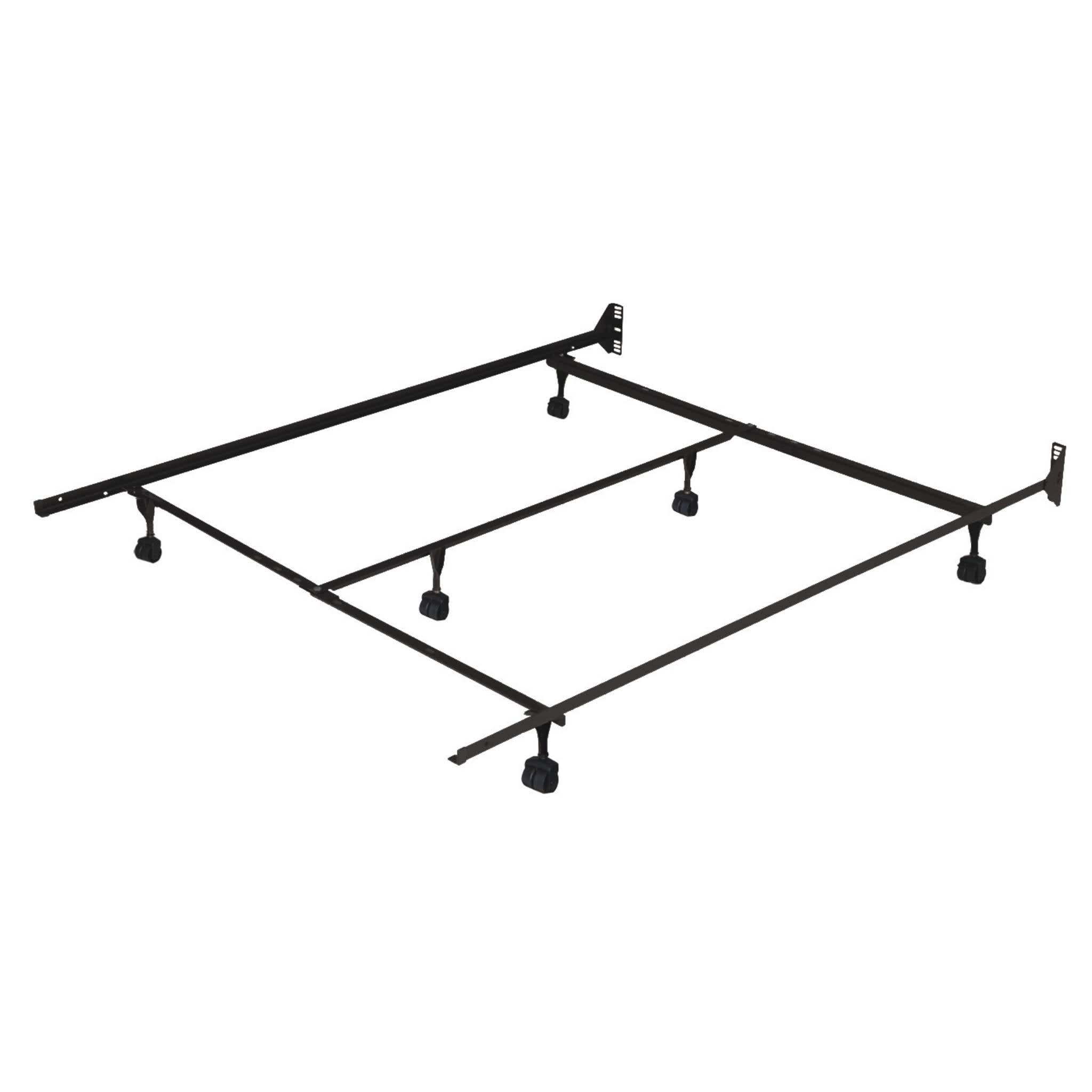 Traditional Queen Metal Bed Frame with Casters