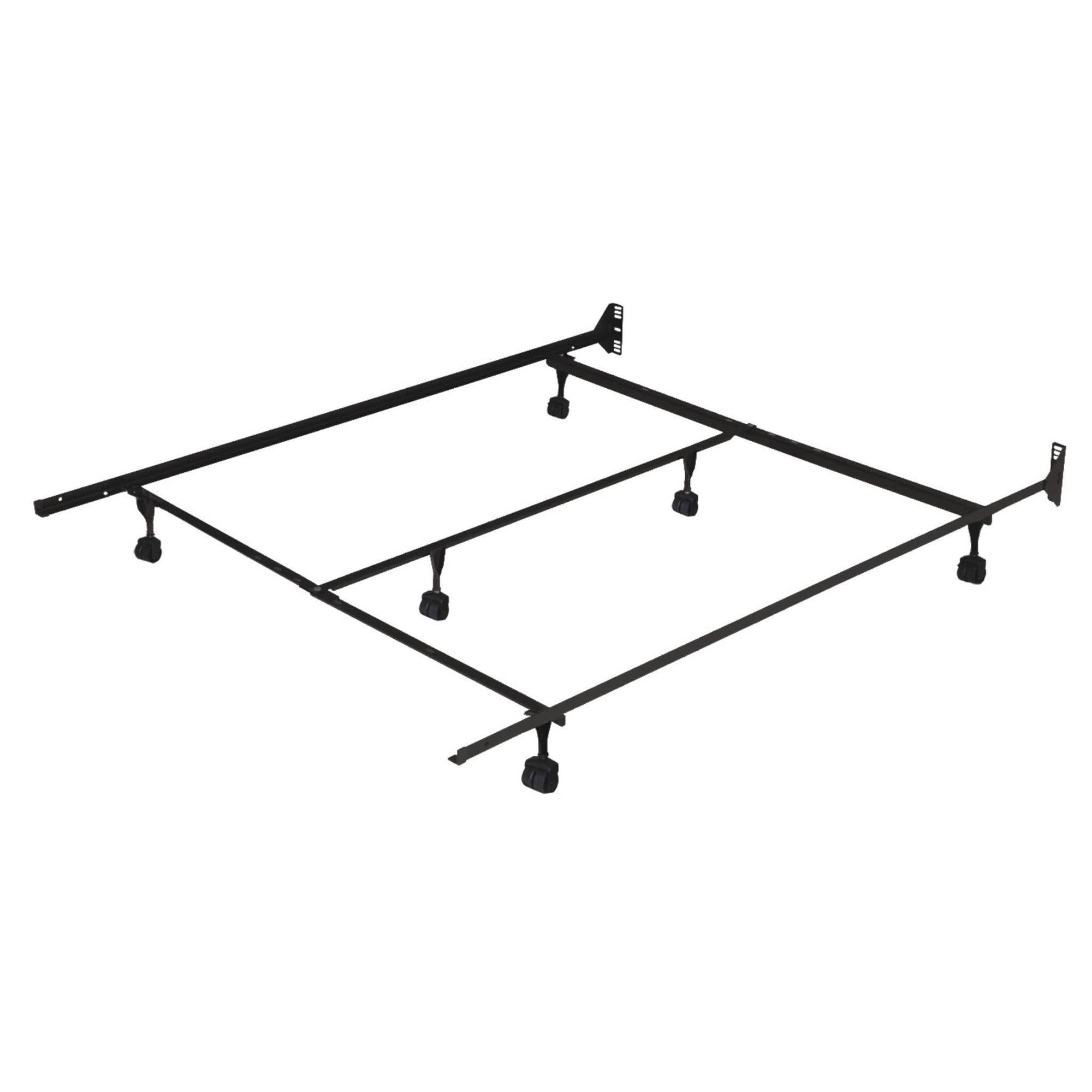 Traditional Queen Metal Bed Frame with Casters