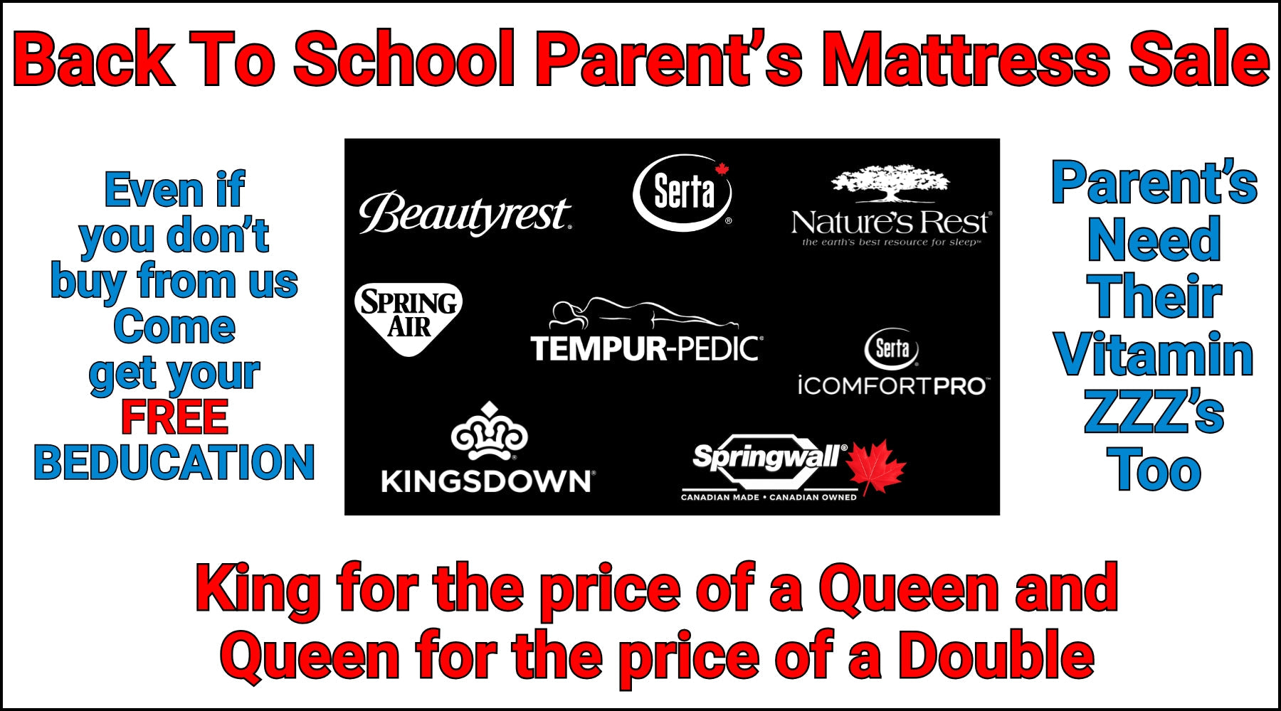 Back to School Parents Mattress Sale