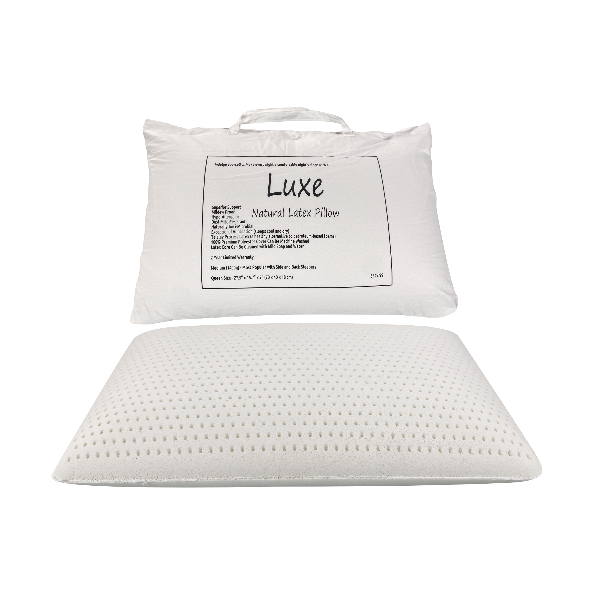 Dreams to Go Luxe Talalay Latex Pillow